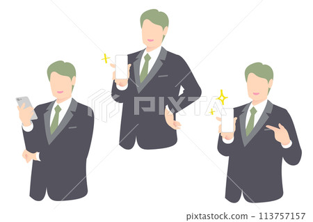 商務人士/經理上半身顯示螢幕並指著手指，同時持有 SP 113757157