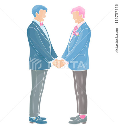 Two men holding hands,Gay Marriage ceremony 113757356