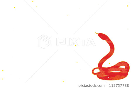 Japanese patterned red snake and gold confetti 113757788
