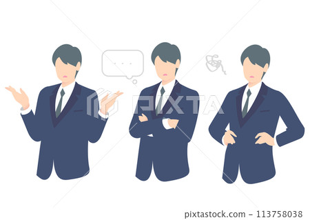 商人的上半身舉起雙手思考,低下頭,因為事情進展不順利 商人的上半身舉起雙手思考,低下頭,因為事情進展不順利 113758038