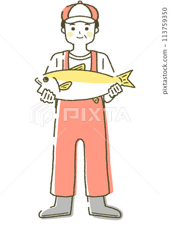 Fisherman Man with a fish 113759350