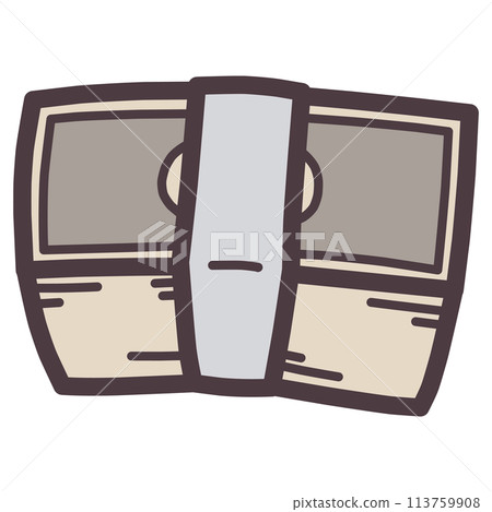 A hand-drawn illustration of a simple, deformed stack of bills 113759908