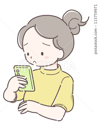 Anxious woman looking at her smartphone 113759971