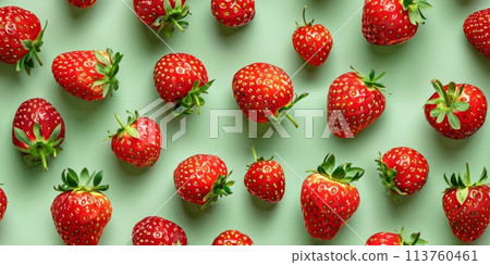 Wild strawberries on light green background 113760461