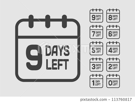 Countdown daily page calendar icon - 9 days left 113760817