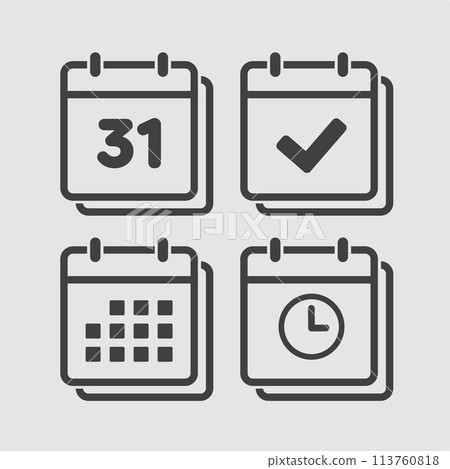Icon calendar number 31, agenda app, timer, done 113760818