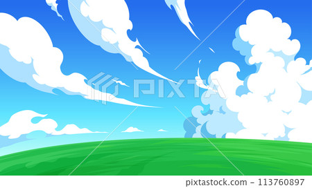 Speedy sky and grassland landscape illustration_16:9 113760897