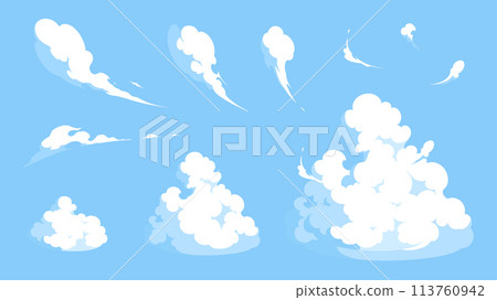 雷雨雲與涼雲插畫素材集_效果風格 113760942