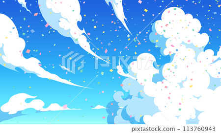 Background illustration of confetti flying in the sky with a sense of speed_16:9 Background illustration of confetti flying in the sky with a sense of speed_16:9 113760943