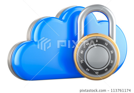 Computing Cloud with Padlock, 3D rendering Computing Cloud with Padlock, 3D rendering 113761174