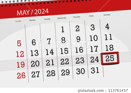 Calendar 2024, deadline, day, month, page, organizer, date, May, saturday, number 25 113761437