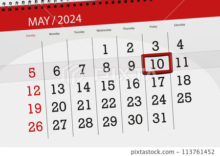 Calendar 2024, deadline, day, month, page, organizer, date, May, friday, number 10 113761452