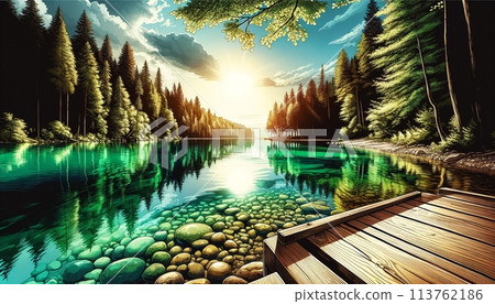 午後的森林湖邊 113762186