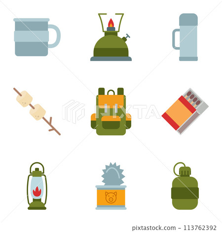 WebSet of camping recreation gear, equipment, element and tools. WebSet of camping recreation gear, equipment, element and tools. 113762392