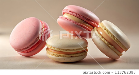 Assorted French Macarons in Delicate Pink and Cream Balanced 113762393