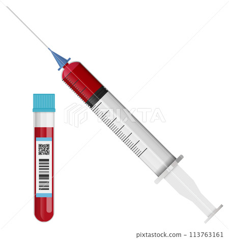 血液樣本和注射器 血液樣本和注射器 113763161