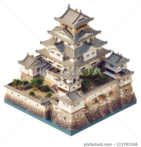 Japanese castle tower illustration 113763166