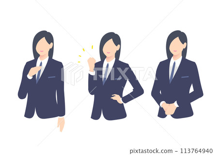 Explanation guide, fist pump, polite female business person upper body Explanation guide, fist pump, polite female business person upper body 113764940