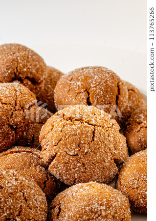 A group of Warm Homemade Gingersnap Cookies 113765266