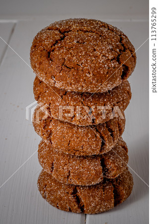 A group of Warm Homemade Gingersnap Cookies A group of Warm Homemade Gingersnap Cookies 113765299