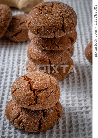 A group of Warm Homemade Gingersnap Cookies A group of Warm Homemade Gingersnap Cookies 113765305