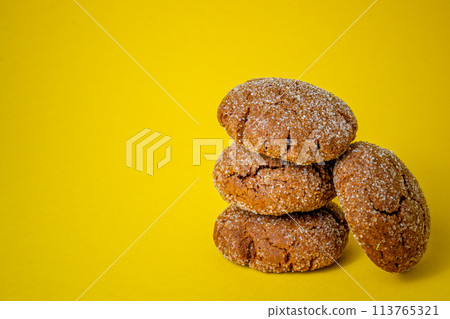 A group of Warm Homemade Gingersnap Cookies 113765321
