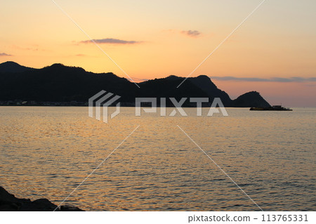 Summer sunset at the sea, Kasumi Fireworks Festival, blue sky 113765331