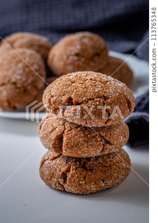 A group of Warm Homemade Gingersnap Cookies A group of Warm Homemade Gingersnap Cookies 113765348