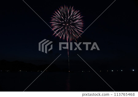 Fireworks display over the sea, fireworks display, Sea of Japan, summer 113765468