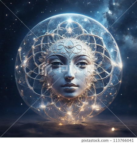 月亮臉月亮宇宙神臉AI插畫藝術 113766041