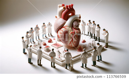 Doctor examining a human heart 113766509