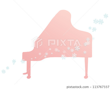 Snowflake and grand piano illustration 113767337