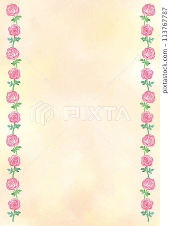 左右粉紅玫瑰的垂直背景 - 米色背景 113767787