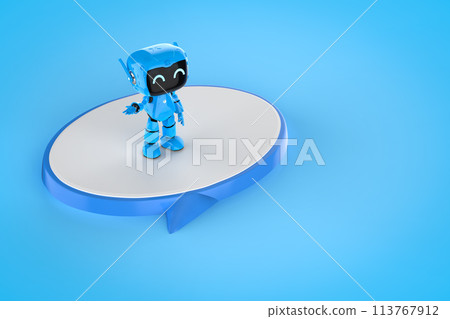 Personal assistant robot chat with speech bubble Personal assistant robot chat with speech bubble 113767912