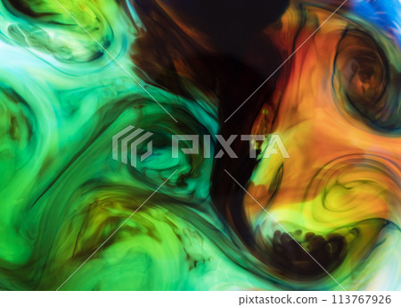 liquid paints in slow blending flow. Beautiful abstraction of liquid paints. liquid paints in slow blending flow. Beautiful abstraction of liquid paints. 113767926