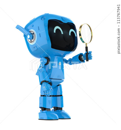 Personal assistant robot with magnifying glass 113767941