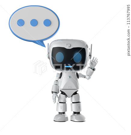 Personal assistant robot chat with speech bubble 113767995