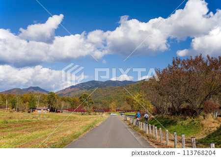 秋季的開田高原(木曾馬之裡及牧場週邊) 秋季的開田高原(木曾馬之裡及牧場週邊) 113768204