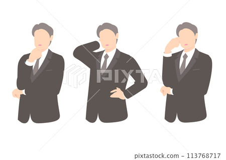 正在思考、舉手或擔心的商務人員/經理的上半身 113768717