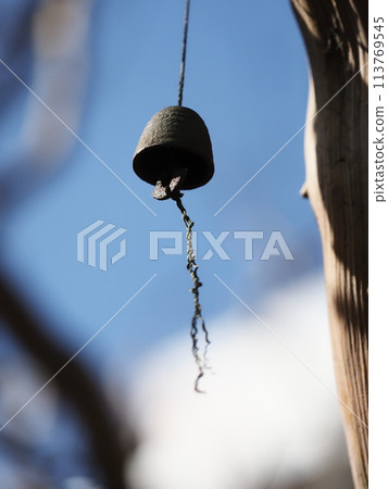 Southern wind chimes swaying from a crepe myrtle tree Southern wind chimes swaying from a crepe myrtle tree 113769545