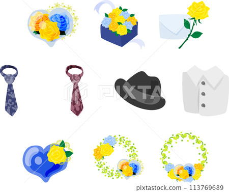 A cute and lovely icon set to convey gratitude and blessings on Father's Day A cute and lovely icon set to convey gratitude and blessings on Father's Day 113769689