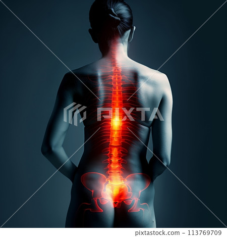 背部和臀部骨骼雙重暴露的疼痛影像 背部和臀部骨骼雙重暴露的疼痛影像 113769709