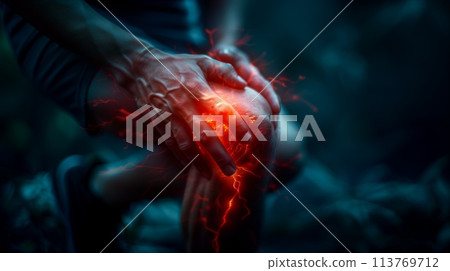用手緩解膝關節疼痛/疼痛影像 113769712
