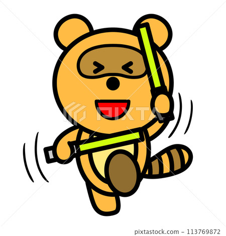 Raccoon waving a penlight 113769872