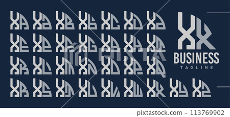 Bundle of abstract quarter circle letter X XX logo design 113769902