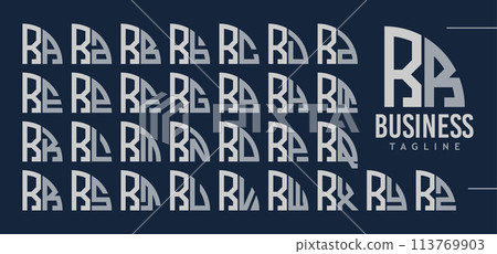 Bundle of abstract quarter circle letter R RR logo design 113769903