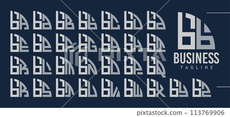 Bundle of quarter circle lowercase letter B BB logo design Bundle of quarter circle lowercase letter B BB logo design 113769906