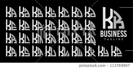 Simple line quadrant circle letter K KK logo design bundle 113769907