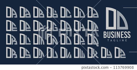 Bundle of abstract quarter circle letter O OO logo, number 0 00 design 113769908