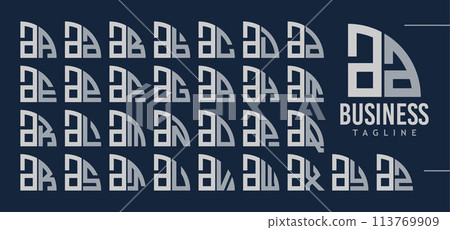 Bundle of quarter circle lowercase letter A AA logo design 113769909
